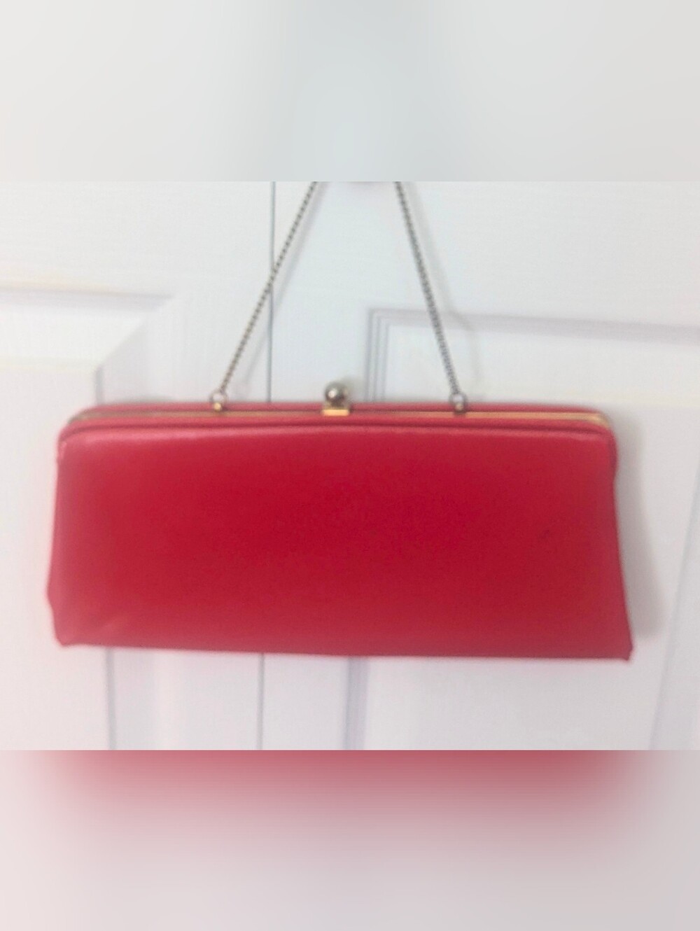 Vintage 1950s Red Leather Kiss-Lock Clutch Wallet